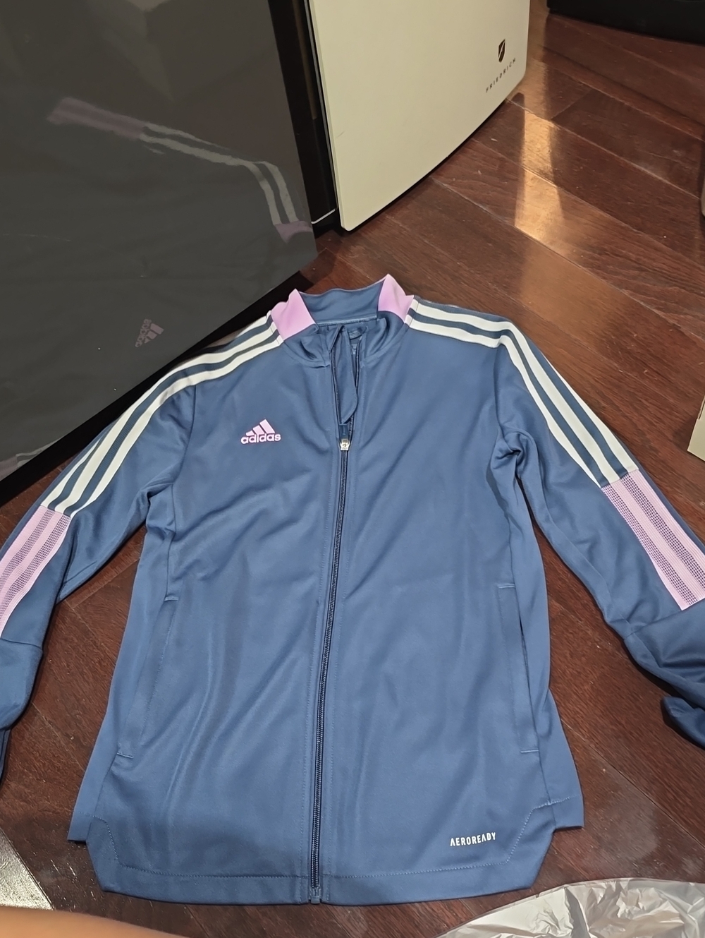 adidas Navy and Pink Women's Track Jacket - Size XS